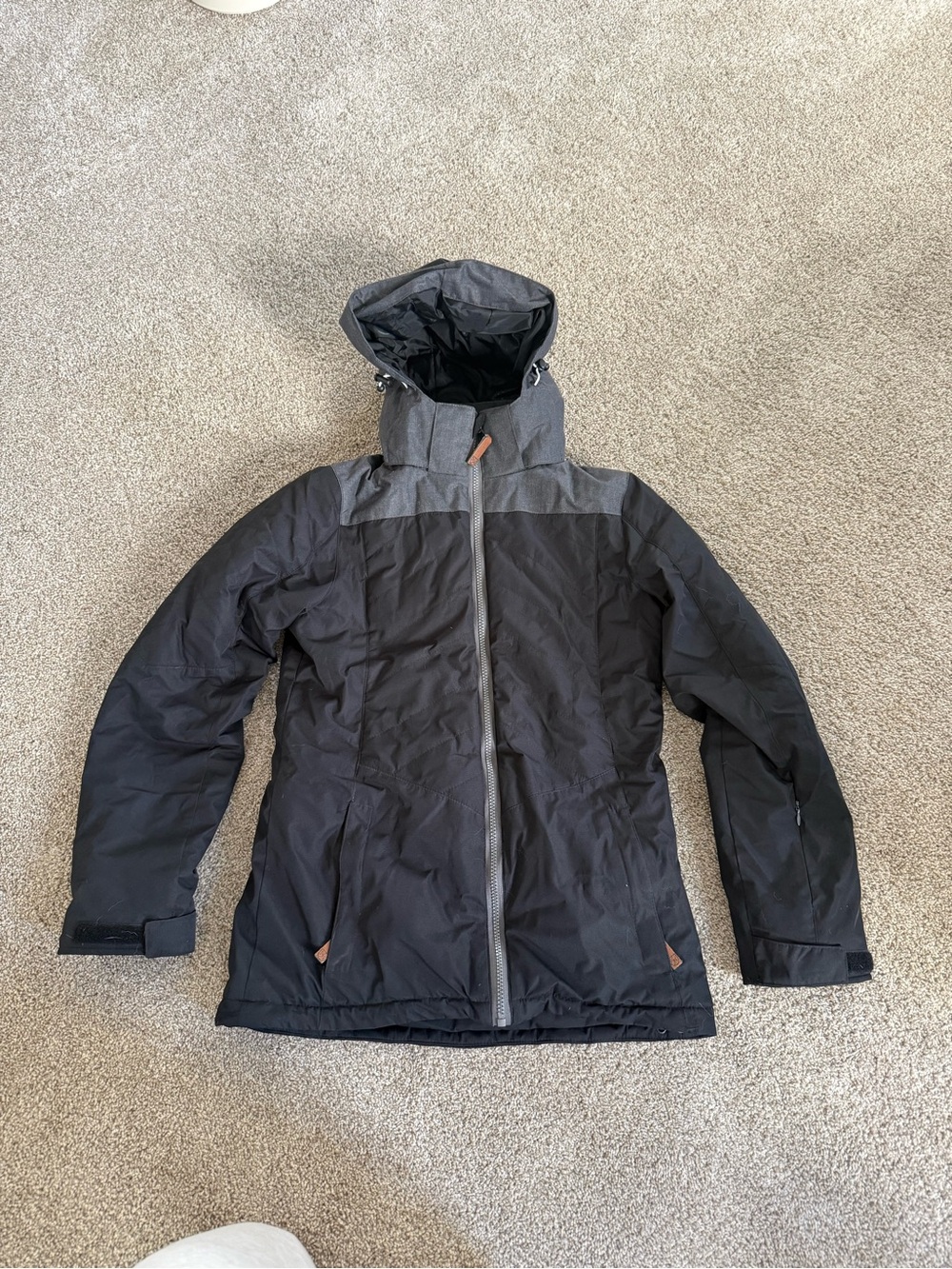 Chamonix Women’s Black and Gray Hooded Ski Jacket - Lightweight Insulated Shell